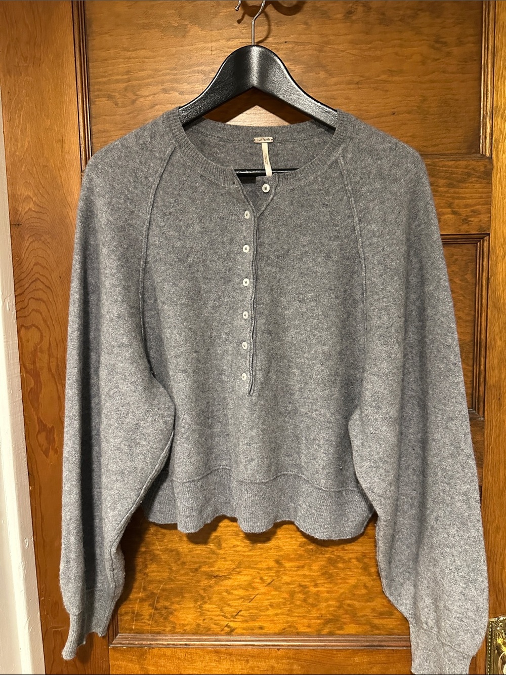 Free People Cashmere Women's Gray Henley Knit Sweater